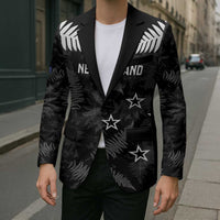 Custom New Zealand Silver Fern Football Blazer Go Aotearoa Grunge Black - Polynesian Pride