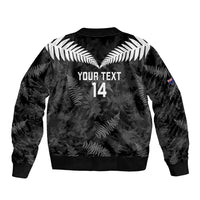Custom New Zealand Silver Fern Football Bomber Jacket Go Aotearoa Grunge Black - Polynesian Pride