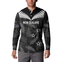 Custom New Zealand Silver Fern Football Button Sweatshirt Go Aotearoa Grunge Black - Polynesian Pride