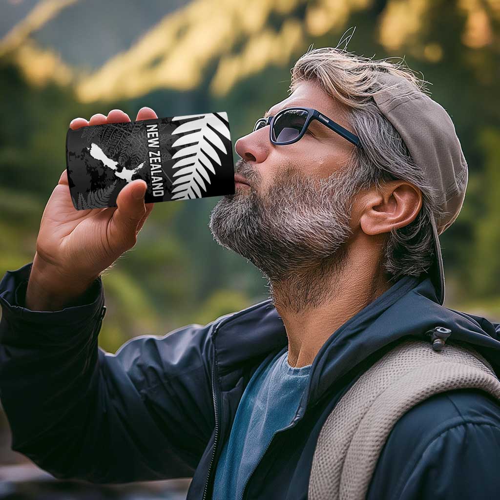 Custom New Zealand Silver Fern Football 4 in 1 Can Cooler Tumbler Go Aotearoa Grunge Black - Polynesian Pride