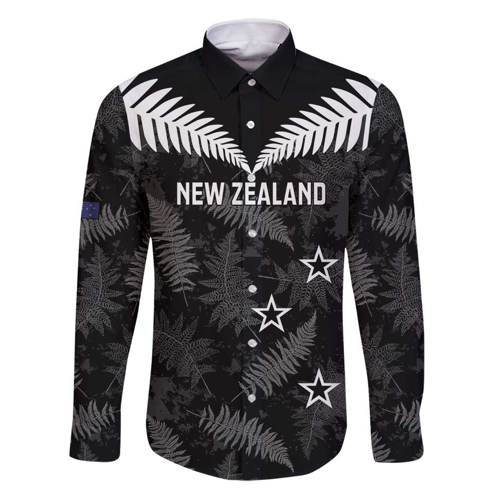 Custom New Zealand Silver Fern Football Family Matching Off Shoulder Short Dress and Hawaiian Shirt Go Aotearoa Grunge Black - Polynesian Pride