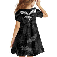 Custom New Zealand Silver Fern Football Family Matching Summer Maxi Dress and Hawaiian Shirt Go Aotearoa Grunge Black - Polynesian Pride