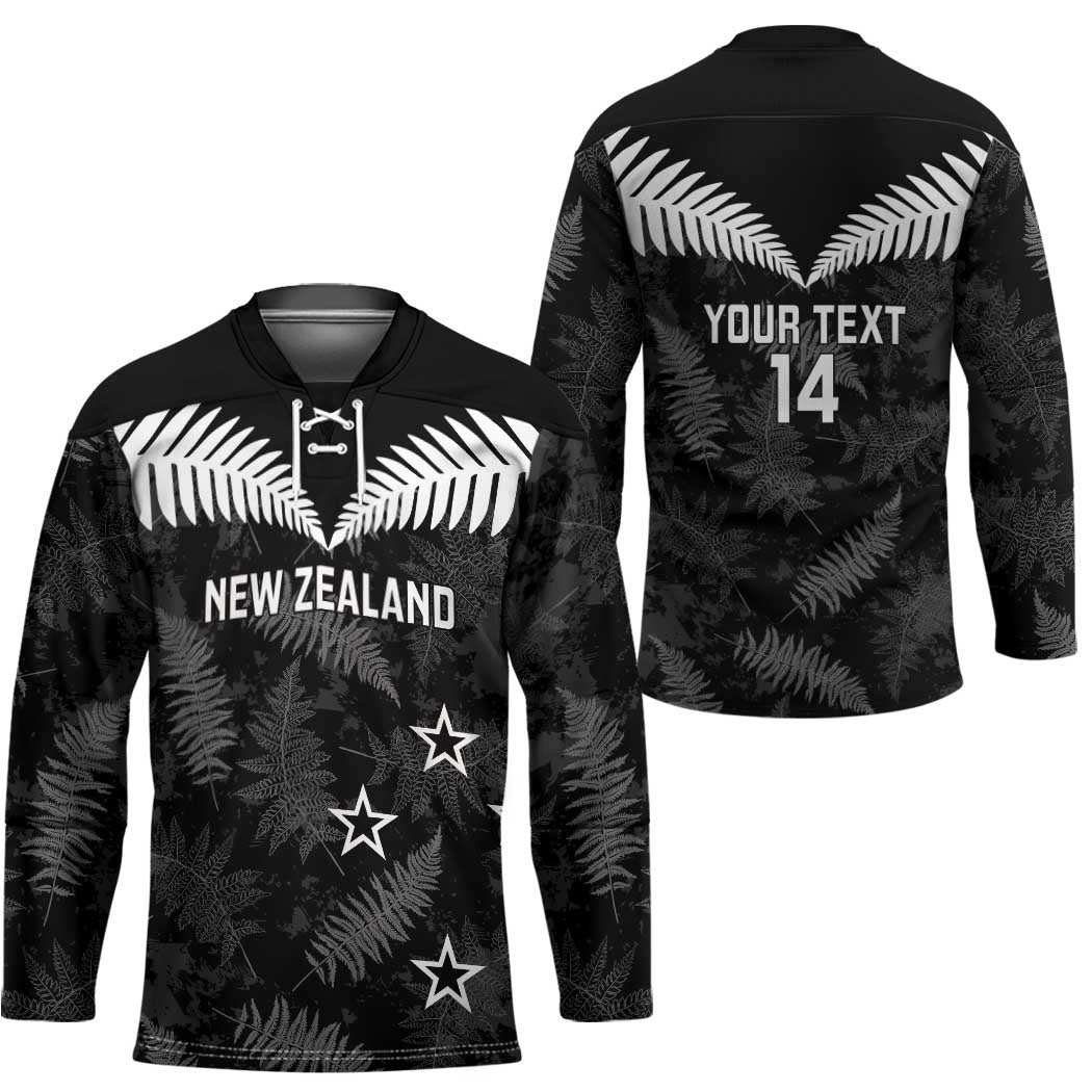 Custom New Zealand Silver Fern Football Hockey Jersey Go Aotearoa Grunge Black - Polynesian Pride