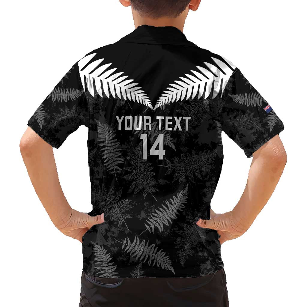 Custom New Zealand Silver Fern Football Kid Hawaiian Shirt Go Aotearoa Grunge Black - Polynesian Pride