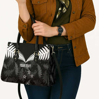 Custom New Zealand Silver Fern Football Leather Bag Go Aotearoa Grunge Black - Polynesian Pride