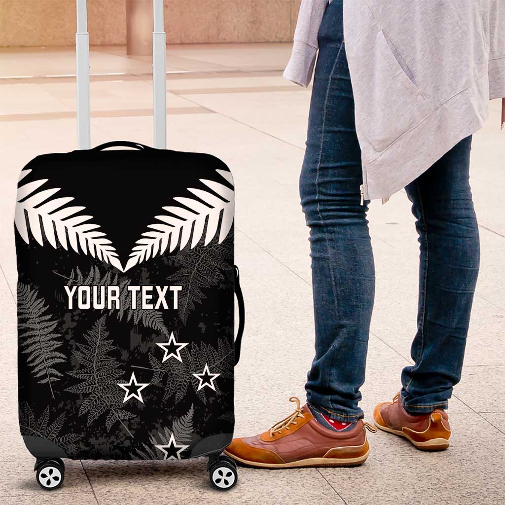 Custom New Zealand Silver Fern Football Luggage Cover Go Aotearoa Grunge Black - Polynesian Pride