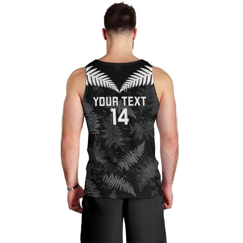 Custom New Zealand Silver Fern Football Men Tank Top Go Aotearoa Grunge Black - Polynesian Pride
