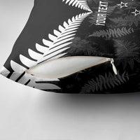 Custom New Zealand Silver Fern Football Pillow Cover Go Aotearoa Grunge Black - Polynesian Pride