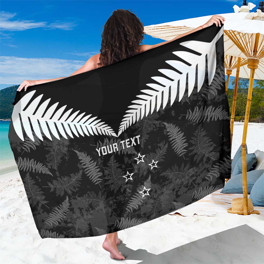 Custom New Zealand Silver Fern Football Sarong Go Aotearoa Grunge Black - Polynesian Pride