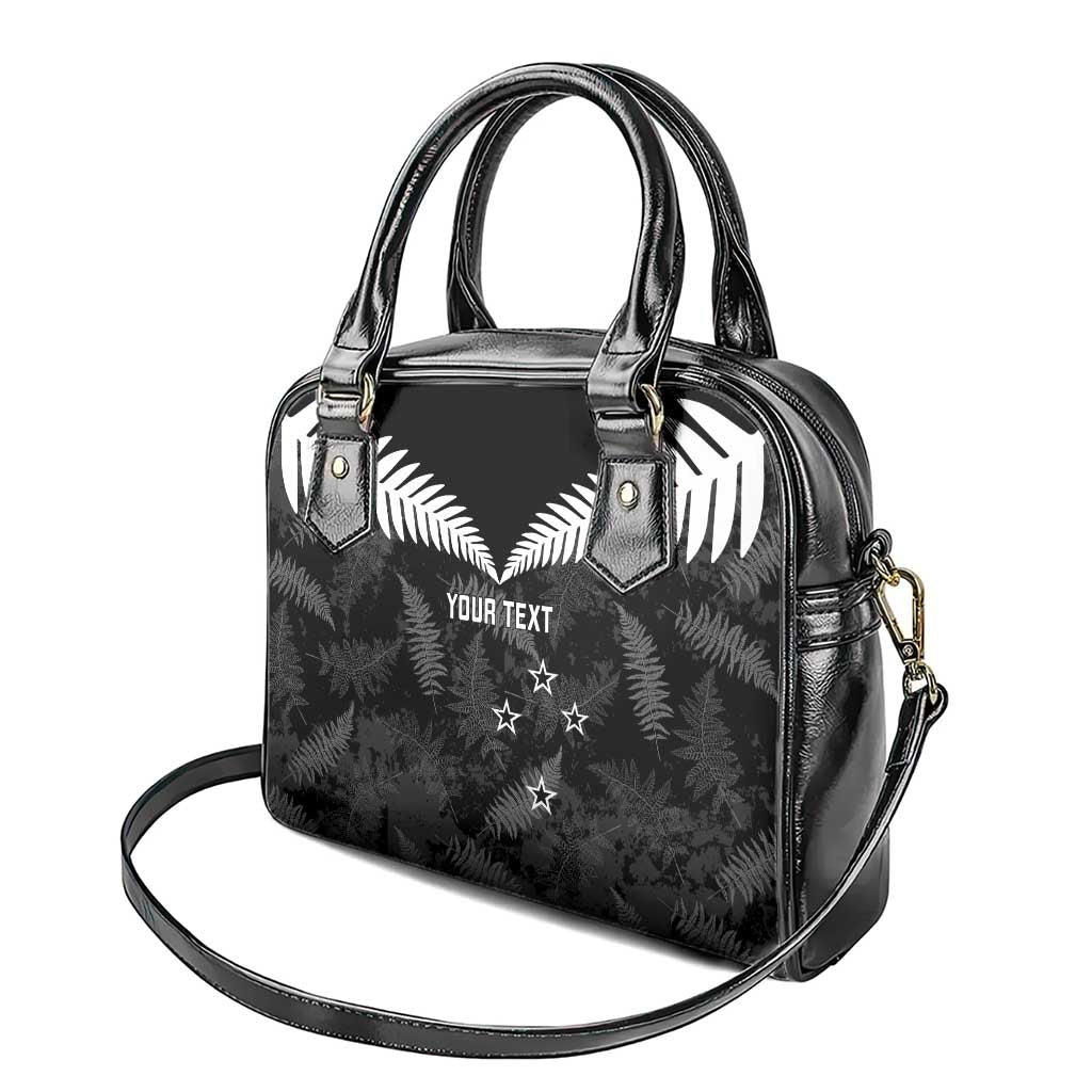 Custom New Zealand Silver Fern Football Shoulder Handbag Go Aotearoa Grunge Black - Polynesian Pride