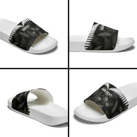 Custom New Zealand Silver Fern Football Slide Sandals Go Aotearoa Grunge Black - Polynesian Pride