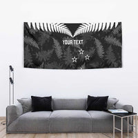 Custom New Zealand Silver Fern Football Tapestry Go Aotearoa Grunge Black - Polynesian Pride