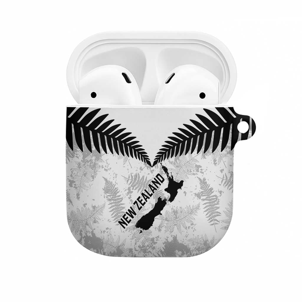 Custom New Zealand Silver Fern Football AirPods Case Go Aotearoa Grunge White - Polynesian Pride