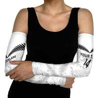 Custom New Zealand Silver Fern Football Arm Sleeves Go Aotearoa Grunge White - Polynesian Pride