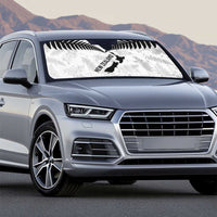 Custom New Zealand Silver Fern Football Auto Sun Shade Go Aotearoa Grunge White - Polynesian Pride