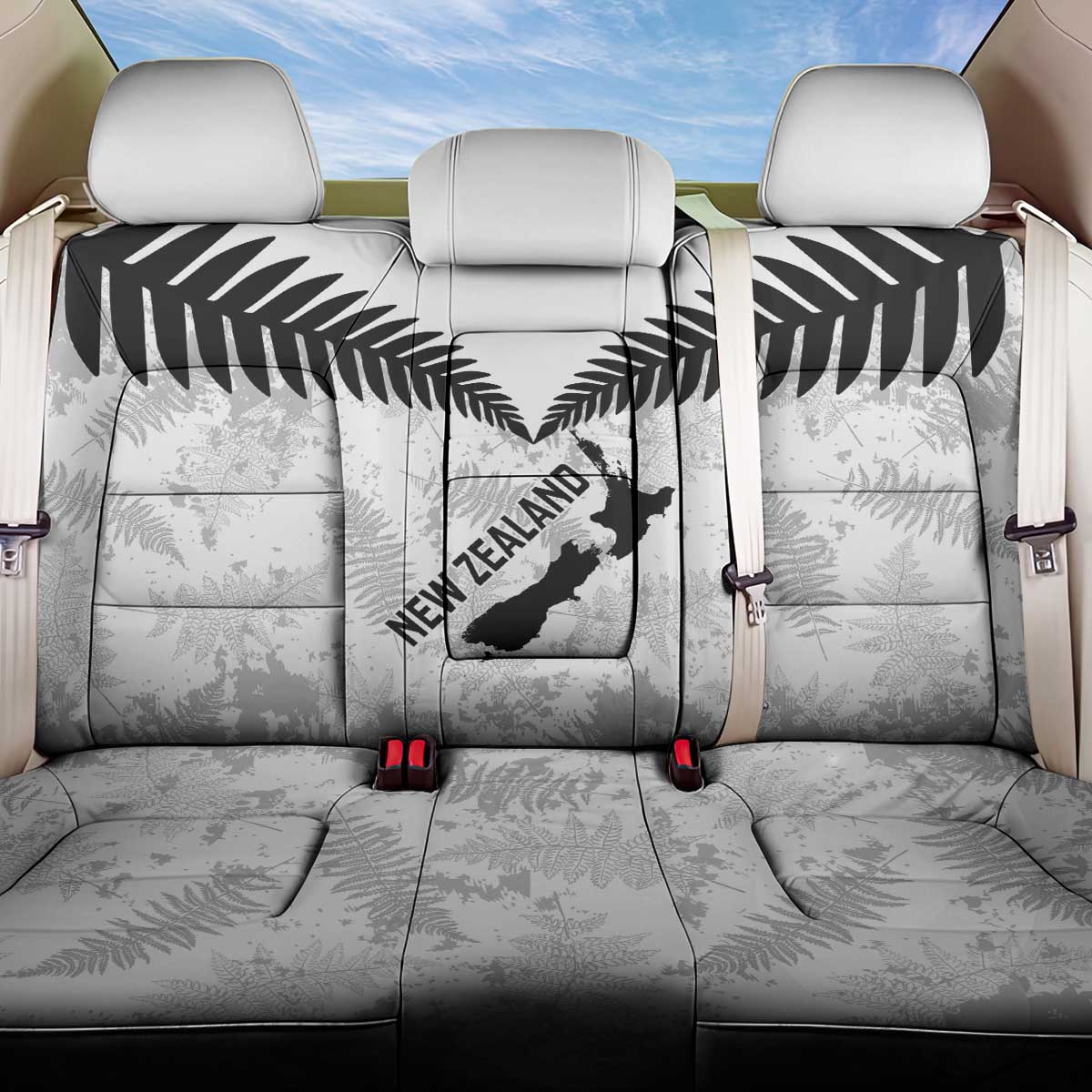 Custom New Zealand Silver Fern Football Back Car Seat Cover Go Aotearoa Grunge White - Polynesian Pride