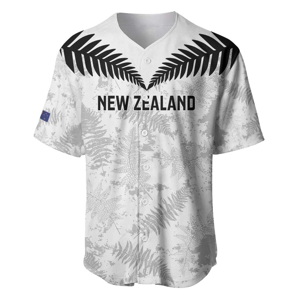 Custom New Zealand Silver Fern Football Baseball Jersey Go Aotearoa Grunge White - Polynesian Pride