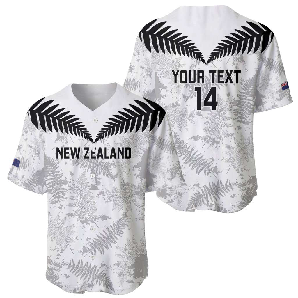 Custom New Zealand Silver Fern Football Baseball Jersey Go Aotearoa Grunge White - Polynesian Pride