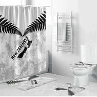 Custom New Zealand Silver Fern Football Bathroom Set Go Aotearoa Grunge White - Polynesian Pride