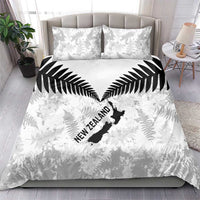 Custom New Zealand Silver Fern Football Bedding Set Go Aotearoa Grunge White - Polynesian Pride
