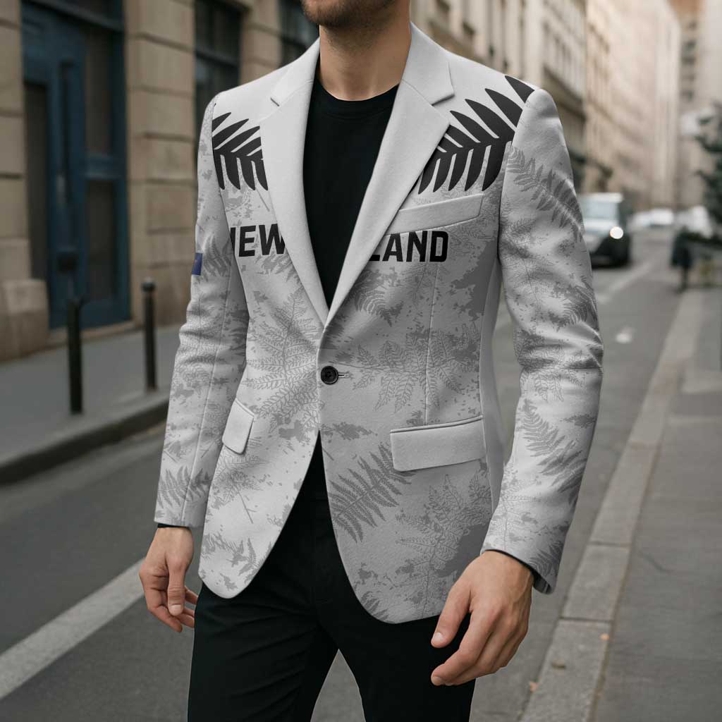 Custom New Zealand Silver Fern Football Blazer Go Aotearoa Grunge White - Polynesian Pride