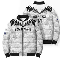 Custom New Zealand Silver Fern Football Bomber Puffer Jacket Go Aotearoa Grunge White - Polynesian Pride
