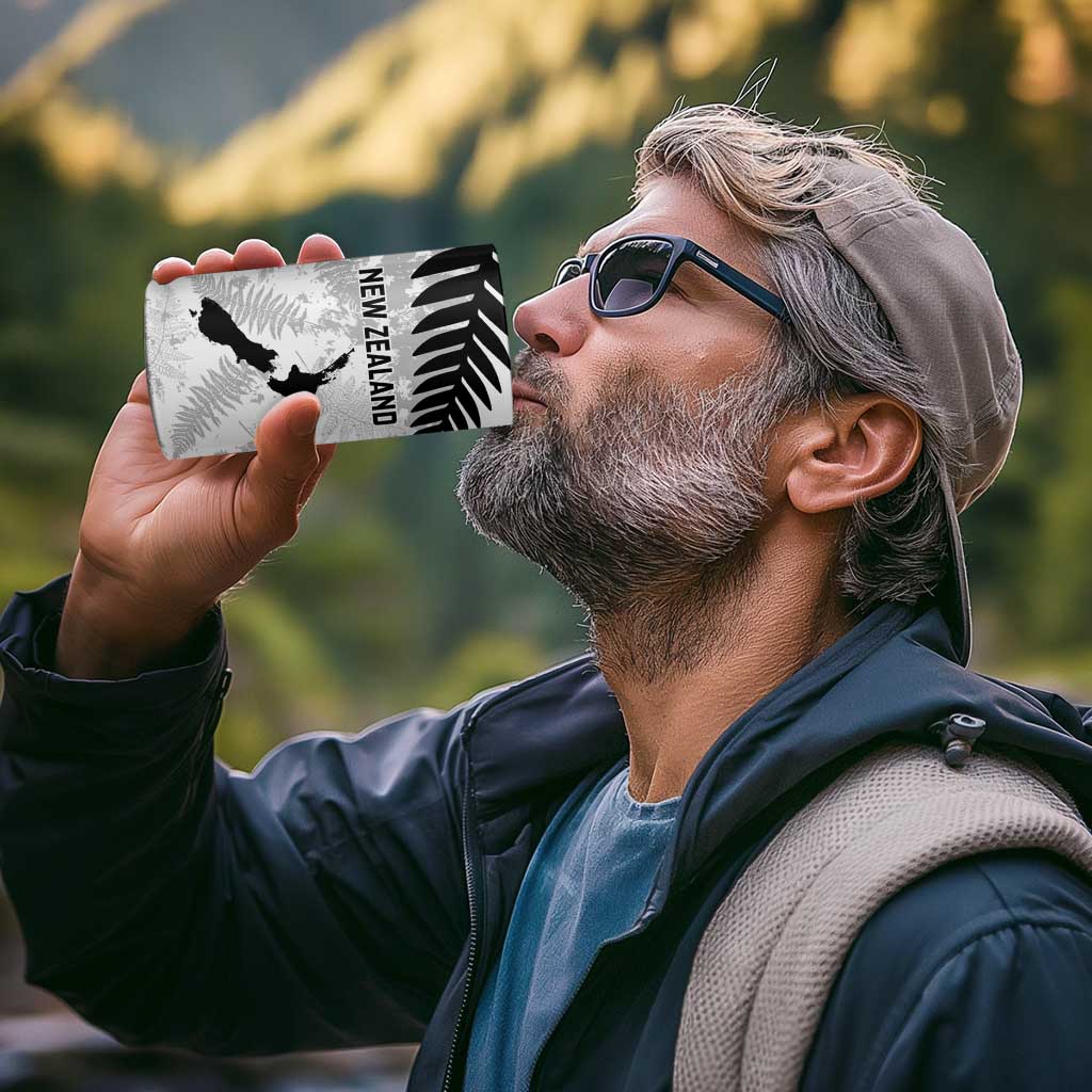 Custom New Zealand Silver Fern Football 4 in 1 Can Cooler Tumbler Go Aotearoa Grunge White - Polynesian Pride