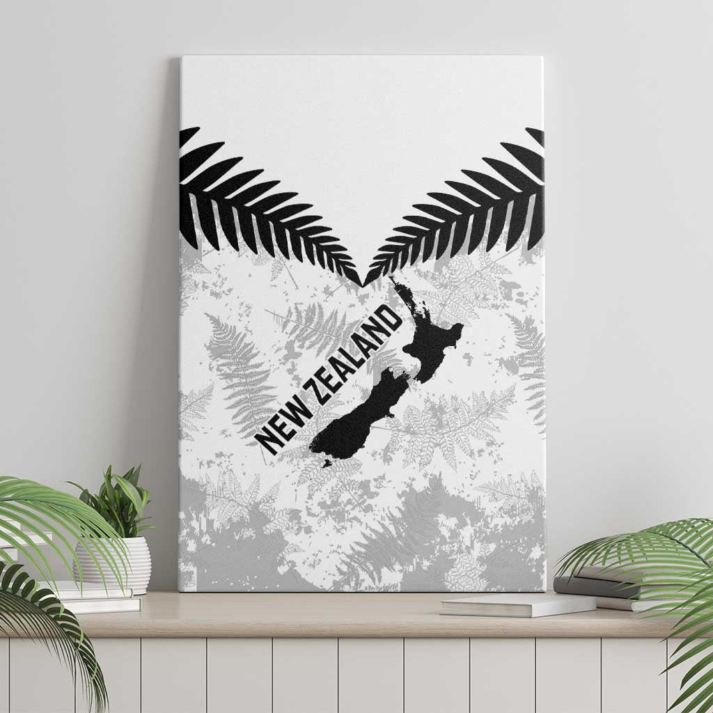 Custom New Zealand Silver Fern Football Canvas Wall Art Go Aotearoa Grunge White - Polynesian Pride