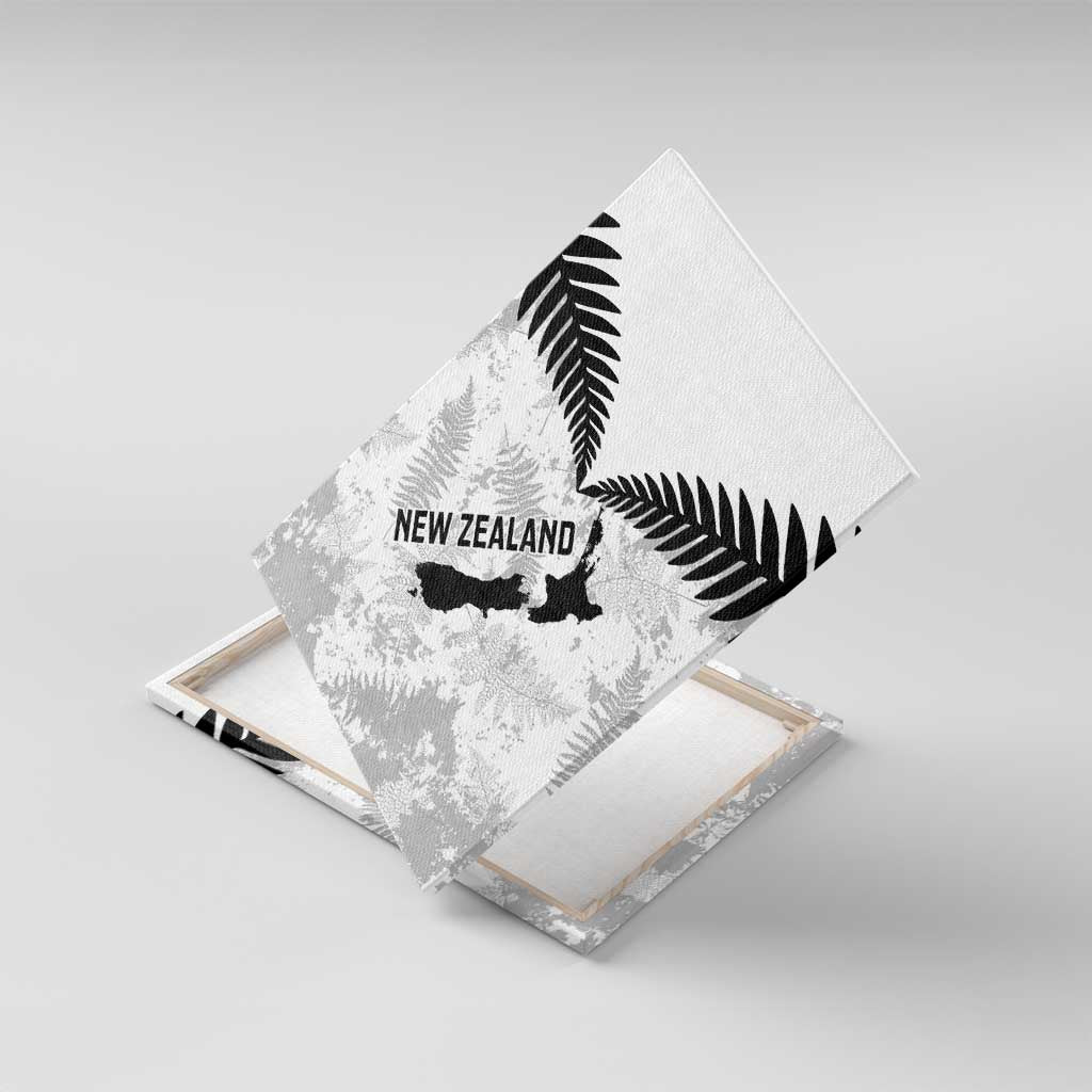 Custom New Zealand Silver Fern Football Canvas Wall Art Go Aotearoa Grunge White - Polynesian Pride