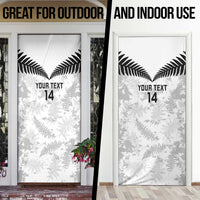 Custom New Zealand Silver Fern Football Door Cover Go Aotearoa Grunge White - Polynesian Pride