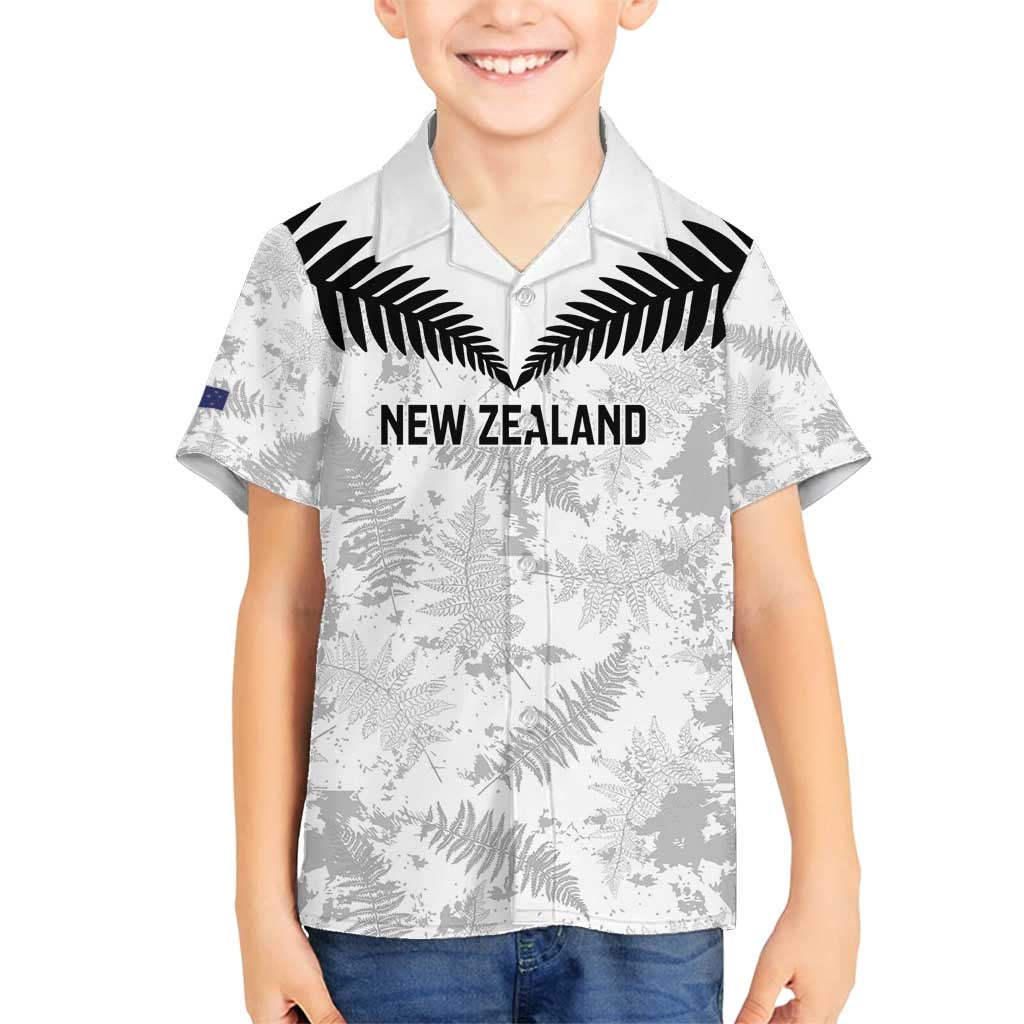 Custom New Zealand Silver Fern Football Family Matching Long Sleeve Bodycon Dress and Hawaiian Shirt Go Aotearoa Grunge White - Polynesian Pride