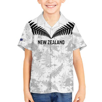 Custom New Zealand Silver Fern Football Family Matching Long Sleeve Bodycon Dress and Hawaiian Shirt Go Aotearoa Grunge White - Polynesian Pride