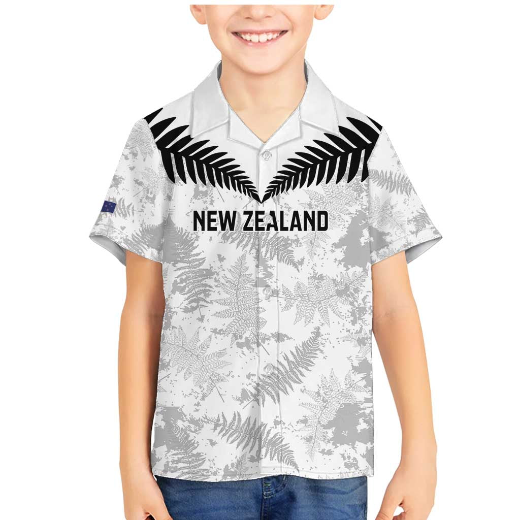 Custom New Zealand Silver Fern Football Family Matching Mermaid Dress and Hawaiian Shirt Go Aotearoa Grunge White - Polynesian Pride