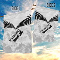 Custom New Zealand Silver Fern Football Garden Flag Go Aotearoa Grunge White - Polynesian Pride