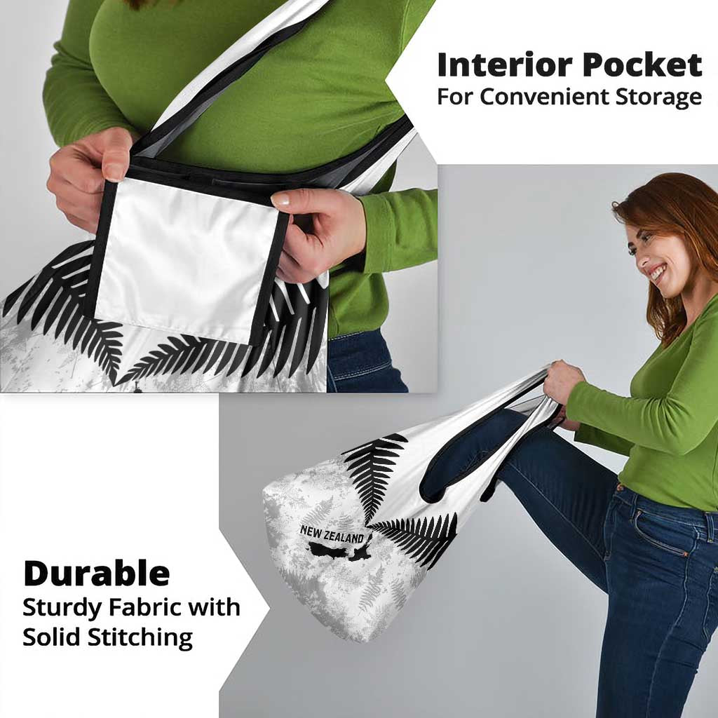 Custom New Zealand Silver Fern Football Grocery Bag Go Aotearoa Grunge White - Polynesian Pride