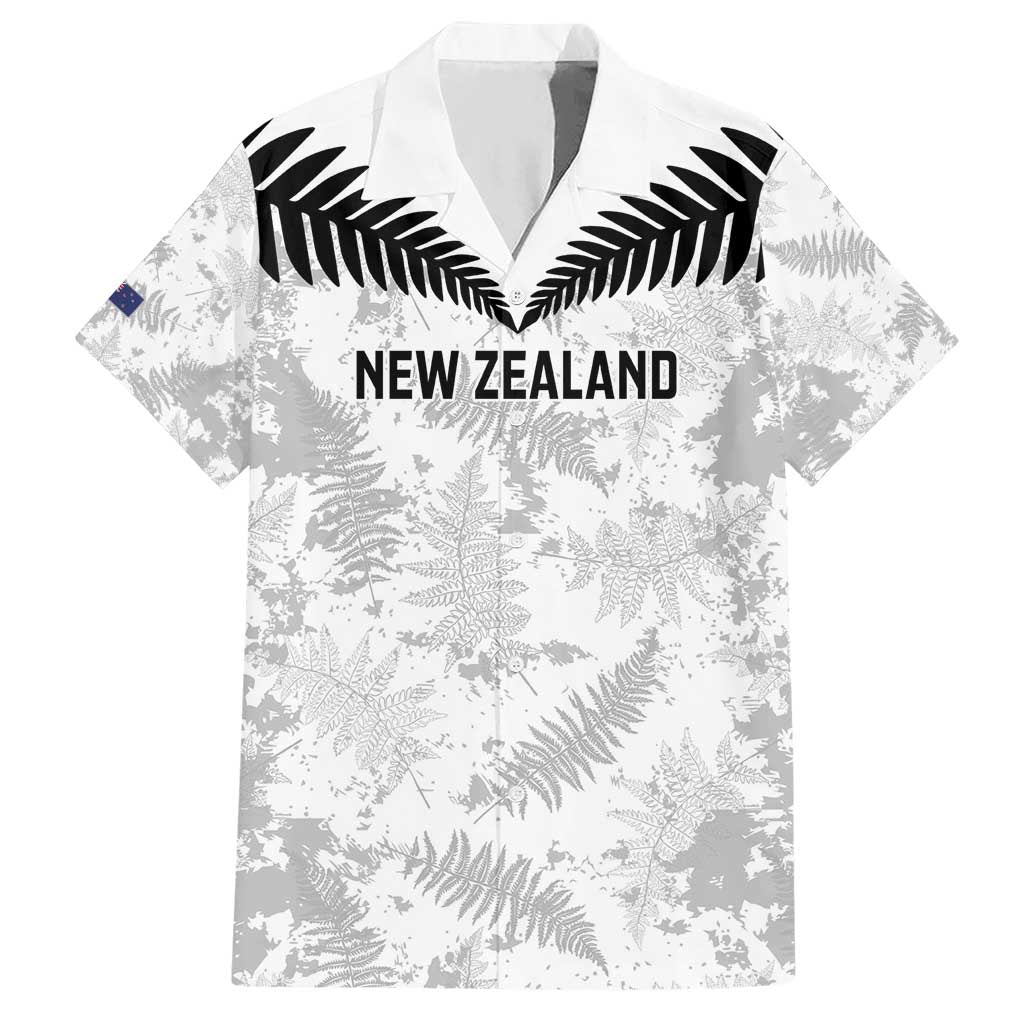 Custom New Zealand Silver Fern Football Hawaiian Shirt Go Aotearoa Grunge White - Polynesian Pride