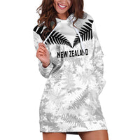 Custom New Zealand Silver Fern Football Hoodie Dress Go Aotearoa Grunge White - Polynesian Pride