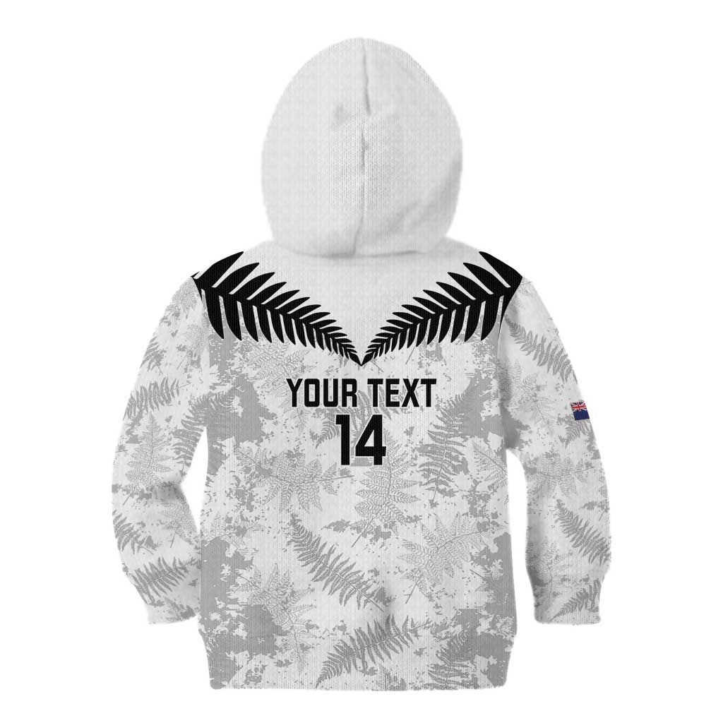 Custom New Zealand Silver Fern Football Kid Hoodie Go Aotearoa Grunge White - Polynesian Pride