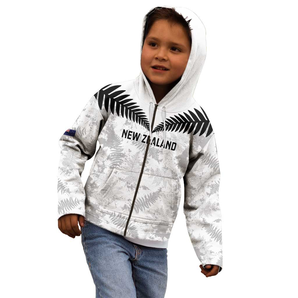 Custom New Zealand Silver Fern Football Kid Hoodie Go Aotearoa Grunge White - Polynesian Pride