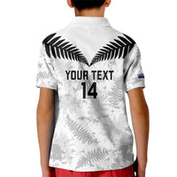 Custom New Zealand Silver Fern Football Kid Polo Shirt Go Aotearoa Grunge White - Polynesian Pride