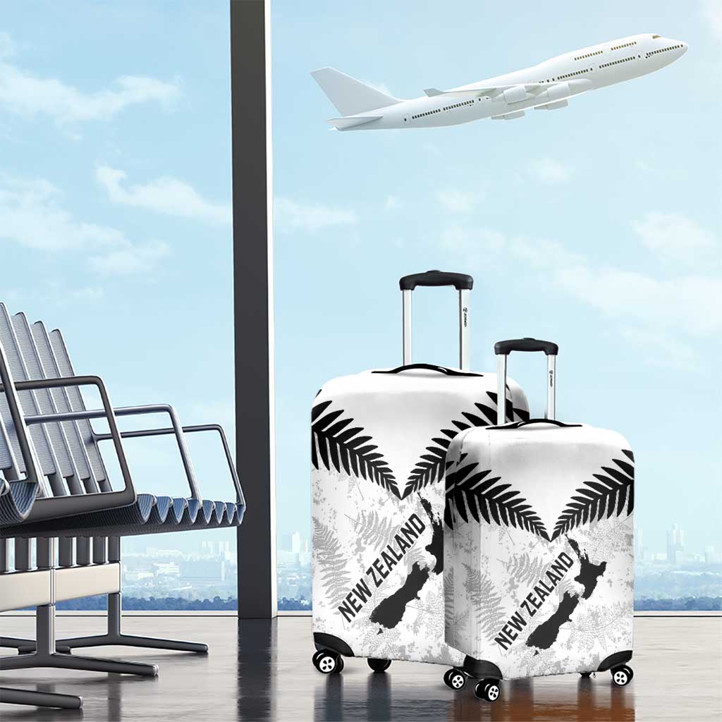 Custom New Zealand Silver Fern Football Luggage Cover Go Aotearoa Grunge White - Polynesian Pride