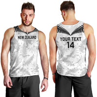 Custom New Zealand Silver Fern Football Men Tank Top Go Aotearoa Grunge White - Polynesian Pride