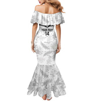 Custom New Zealand Silver Fern Football Mermaid Dress Go Aotearoa Grunge White - Polynesian Pride