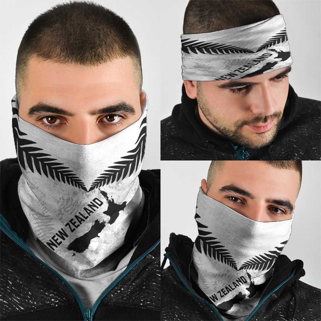 Custom New Zealand Silver Fern Football Neck Gaiter Go Aotearoa Grunge White - Polynesian Pride