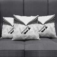 Custom New Zealand Silver Fern Football Pillow Cover Go Aotearoa Grunge White - Polynesian Pride