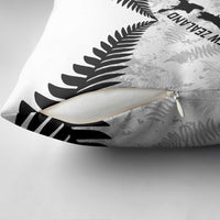 Custom New Zealand Silver Fern Football Pillow Cover Go Aotearoa Grunge White - Polynesian Pride