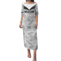 Custom New Zealand Silver Fern Football Puletasi Go Aotearoa Grunge White - Polynesian Pride