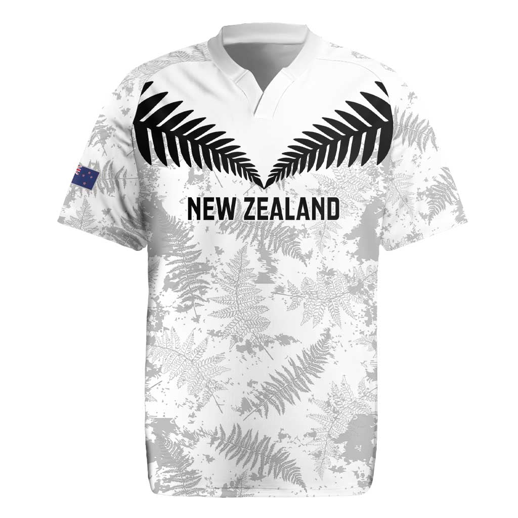 Custom New Zealand Silver Fern Football Rugby Jersey Go Aotearoa Grunge White - Polynesian Pride