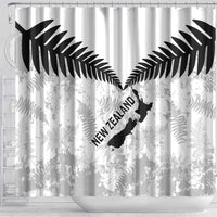 Custom New Zealand Silver Fern Football Shower Curtain Go Aotearoa Grunge White - Polynesian Pride