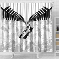 Custom New Zealand Silver Fern Football Shower Curtain Go Aotearoa Grunge White - Polynesian Pride